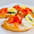 Брускетта с красной рыбой , огурцом и лимоном купить в Могилеве